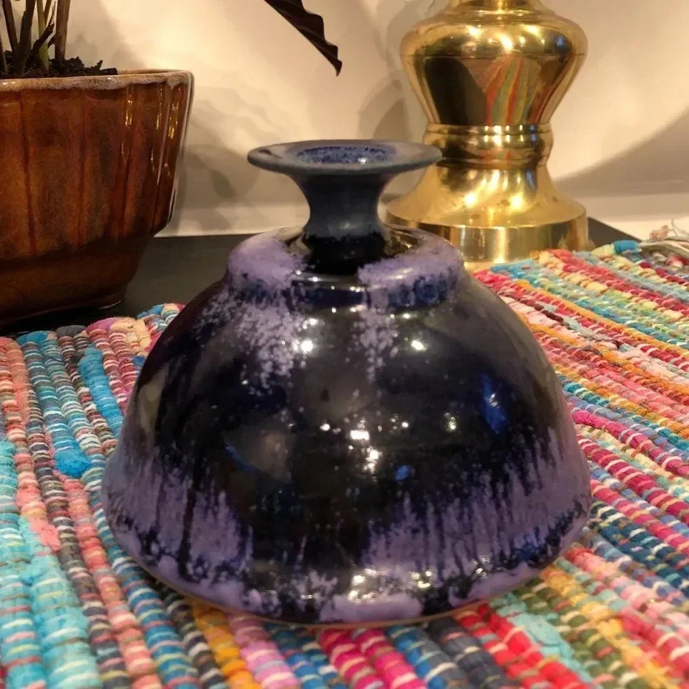 Handmade Purple Glaze Pottery Bud Vase